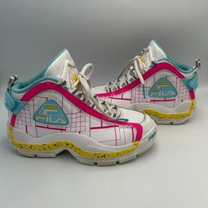Fila Grant Hill 2 Barbie Pink Glo Grid Lemon Neon Retro Y2K Mens 5.5 Women 7.5‎